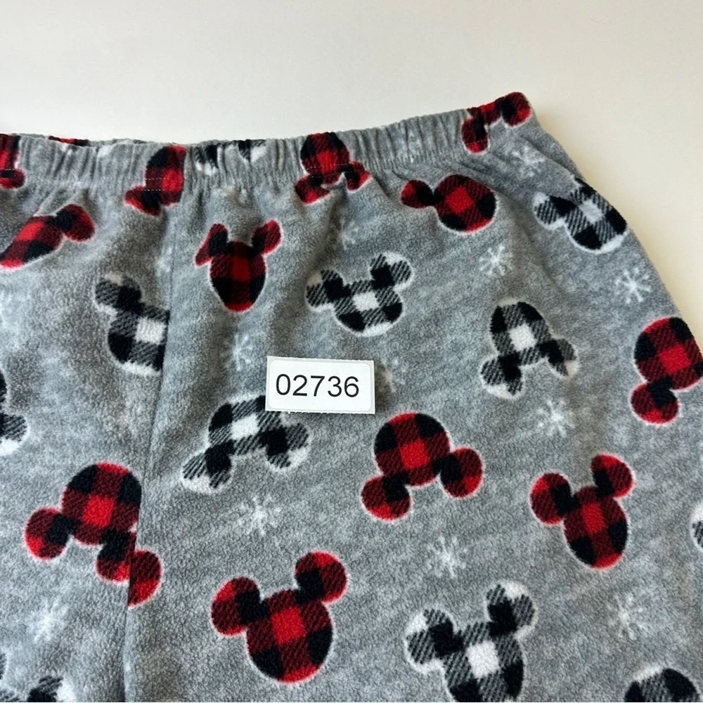 Disney Pajama Pants Womens XL Mickey Mouse Fleece Lounge Sleepwear Plaid Pajama - Picture 2 of 8